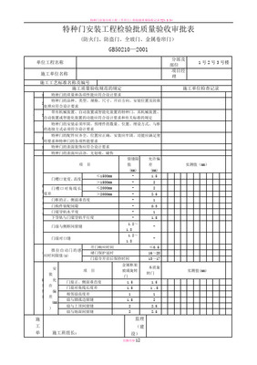 特種門(mén)安裝工程檢驗(yàn)批質(zhì)量驗(yàn)收記錄表（金屬門(mén)窗工程）